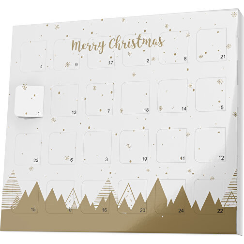 XS Adventskalender Weihnachtswald , M&M\'s, weiß / gold, Vollkartonhülle, weiß, 1,60cm x 12,00cm x 14,00cm (Länge x Höhe x Breite), Bild 1