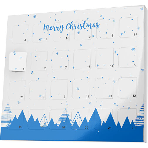 XS Adventskalender Weihnachtswald , M&M\'s, weiß / kobaltblau, Vollkartonhülle, weiß, 1,60cm x 12,00cm x 14,00cm (Länge x Höhe x Breite), Bild 1