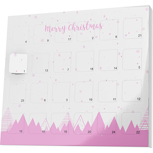 XS Adventskalender Weihnachtswald , M&M\'s, weiß / rosa, Vollkartonhülle, weiß, 1,60cm x 12,00cm x 14,00cm (Länge x Höhe x Breite), Bild 1