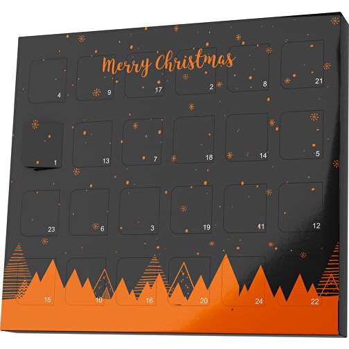 XS Adventskalender Weihnachtswald , Brandt, schwarz / orange, Vollkartonhülle, weiß, 1,60cm x 12,00cm x 14,00cm (Länge x Höhe x Breite), Bild 1