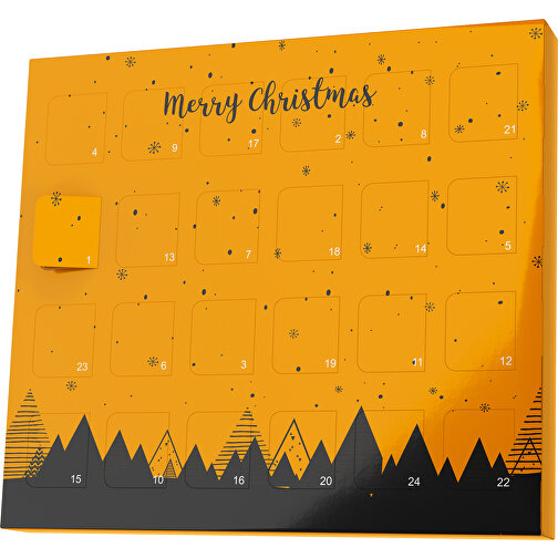 XS Adventskalender Weihnachtswald , Brandt, gelborange / schwarz, Vollkartonhülle, weiss, 1,60cm x 12,00cm x 14,00cm (Länge x Höhe x Breite), Bild 1