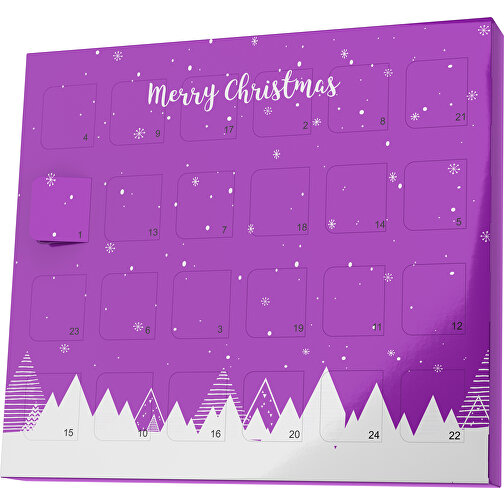 XS Adventskalender Weihnachtswald , Brandt, dunkelmagenta / weiß, Vollkartonhülle, weiß, 1,60cm x 12,00cm x 14,00cm (Länge x Höhe x Breite), Bild 1