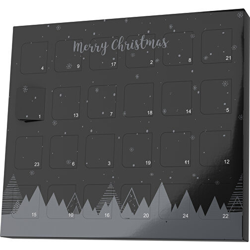 XS Adventskalender Weihnachtswald , Brandt, schwarz / dunkelgrau, Vollkartonhülle, weiß, 1,60cm x 12,00cm x 14,00cm (Länge x Höhe x Breite), Bild 1