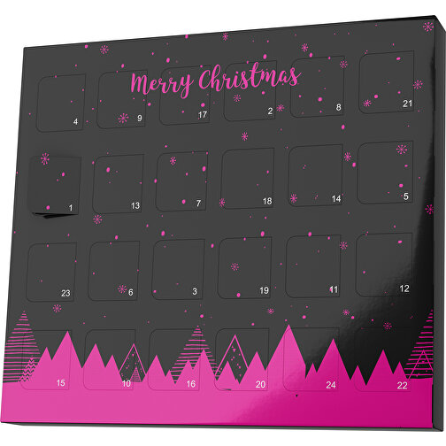 XS Adventskalender Weihnachtswald , Brandt, schwarz / pink, Vollkartonhülle, weiß, 1,60cm x 12,00cm x 14,00cm (Länge x Höhe x Breite), Bild 1