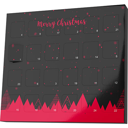 XS Adventskalender Weihnachtswald , Brandt, schwarz / ampelrot, Vollkartonhülle, weiss, 1,60cm x 12,00cm x 14,00cm (Länge x Höhe x Breite), Bild 1