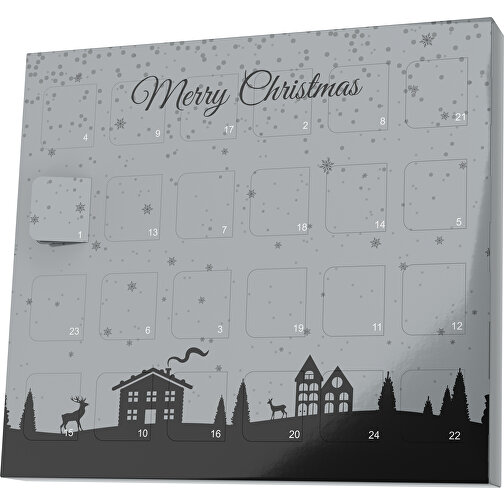 XS Adventskalender Weihnachtsdorf , M&M\'s, silber / schwarz, Vollkartonhülle, weiß, 1,60cm x 12,00cm x 14,00cm (Länge x Höhe x Breite), Bild 1