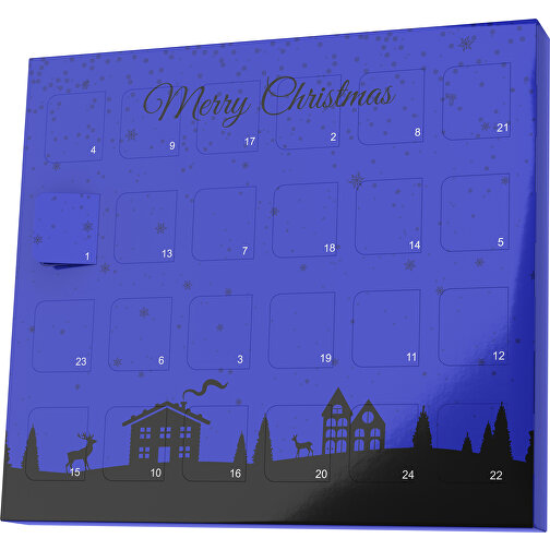 XS Adventskalender Weihnachtsdorf , M&M\'s, blau / schwarz, Vollkartonhülle, weiß, 1,60cm x 12,00cm x 14,00cm (Länge x Höhe x Breite), Bild 1