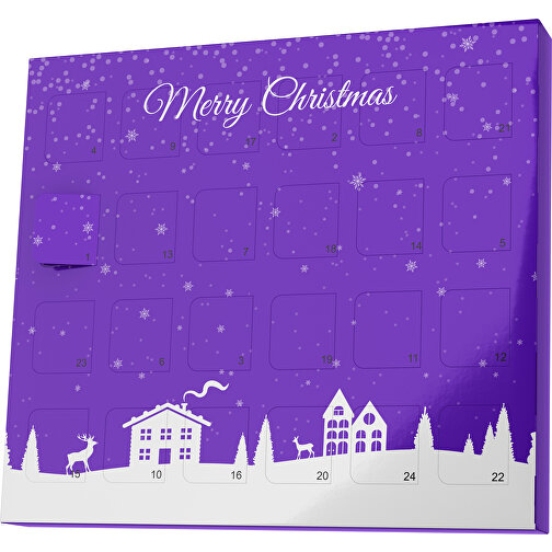 XS Adventskalender Weihnachtsdorf , M&M\'s, violet / weiß, Vollkartonhülle, weiß, 1,60cm x 12,00cm x 14,00cm (Länge x Höhe x Breite), Bild 1