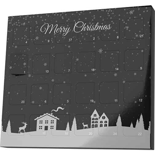 XS Adventskalender Weihnachtsdorf , M&M\'s, schwarz / hellgrau, Vollkartonhülle, weiss, 1,60cm x 12,00cm x 14,00cm (Länge x Höhe x Breite), Bild 1