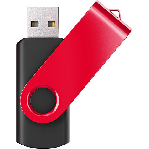 USB-Stick SWING Color 3.0 64 GB , Promo Effects MB , schwarz / ampelrot MB , 65 GB , Kunststoff/ Aluminium MB , 5,70cm x 1,00cm x 1,90cm (Länge x Höhe x Breite), Bild 1