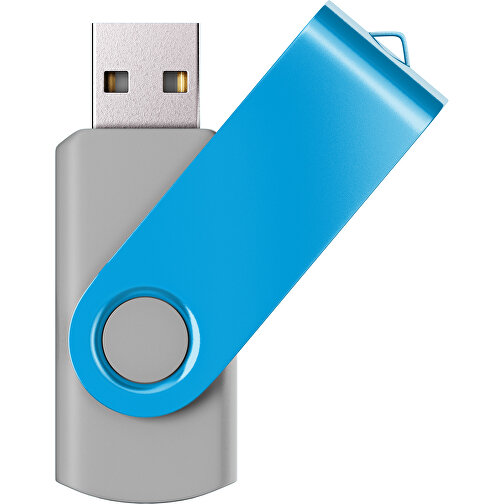 USB-Stick SWING Color 3.0 32 GB , Promo Effects MB , grau / himmelblau MB , 32 GB , Kunststoff/ Aluminium MB , 5,70cm x 1,00cm x 1,90cm (Länge x Höhe x Breite), Bild 1
