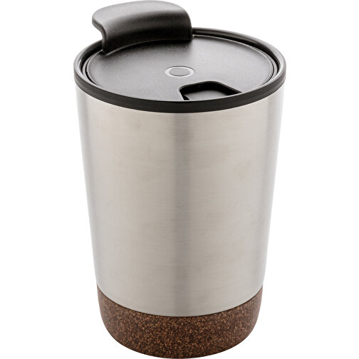 GRS RPP Edelstahl-Kaffeebecher Mit Kork, Silber , silber, Rostfreier Stahl - recycelt, 13,00cm (Höhe), Bild 1