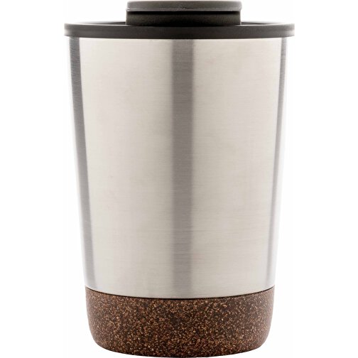 GRS RPP Edelstahl-Kaffeebecher Mit Kork, Silber , silber, Rostfreier Stahl - recycelt, 13,00cm (Höhe), Bild 2