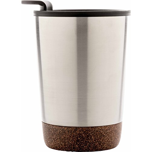 GRS RPP Edelstahl-Kaffeebecher Mit Kork, Silber , silber, Rostfreier Stahl - recycelt, 13,00cm (Höhe), Bild 3