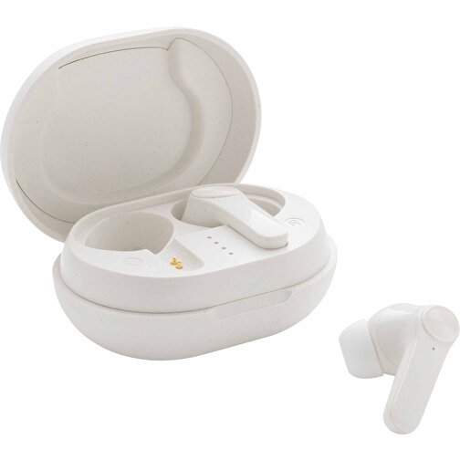 TWS Ohrhörer Aus RCS Standard Recyceltem Kunststoff, Weiß , weiß, ABS - recycelt, 6,50cm x 3,30cm (Länge x Höhe), Bild 1