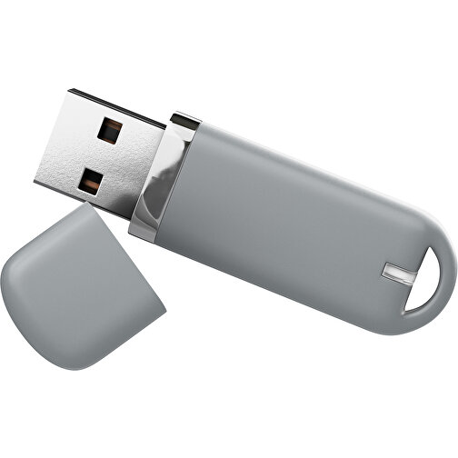 USB-Stick StylishDrive 2.0 , silber MB , 65 GB , Gummiplastik, Kunststoff MB , 6,20cm x 0,75cm x 2,00cm (Länge x Höhe x Breite), Bild 1