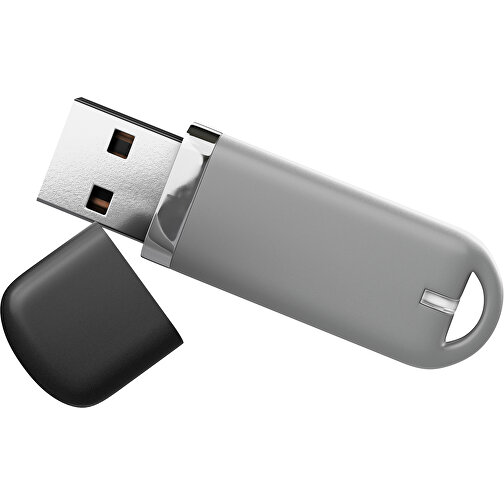 USB-Stick StylishDrive 2.0 , grau /schwarz MB , 65 GB , Gummiplastik, Kunststoff MB , 6,20cm x 0,75cm x 2,00cm (Länge x Höhe x Breite), Bild 1