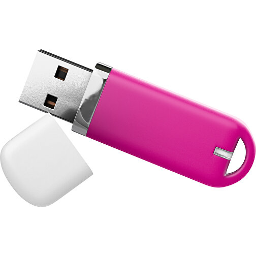 USB-Stick StylishDrive 2.0 , pink / weiß MB , 65 GB , Gummiplastik, Kunststoff MB , 6,20cm x 0,75cm x 2,00cm (Länge x Höhe x Breite), Bild 1