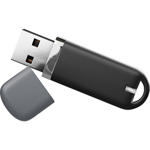 USB-Stick StylishDrive 2.0 , schwarz / dunkelgrau MB , 65 GB , Gummiplastik, Kunststoff MB , 6,20cm x 0,75cm x 2,00cm (Länge x Höhe x Breite), Bild 1
