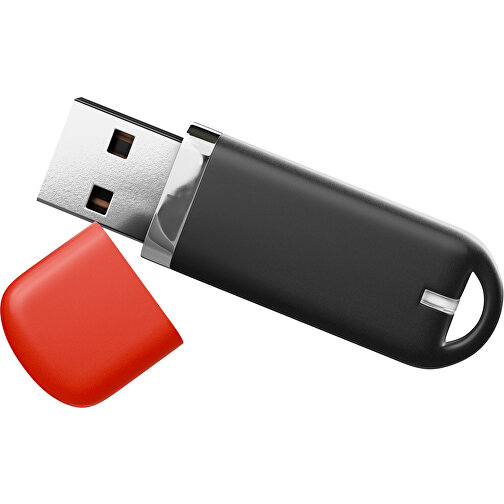 USB-Stick StylishDrive 2.0 , schwarz / rot MB , 65 GB , Gummiplastik, Kunststoff MB , 6,20cm x 0,75cm x 2,00cm (Länge x Höhe x Breite), Bild 1