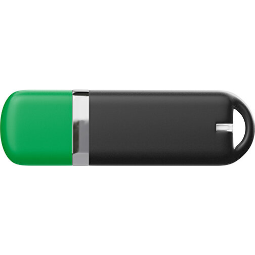 USB-Stick StylishDrive 2.0 , schwarz / grün MB , 65 GB , Gummiplastik, Kunststoff MB , 6,20cm x 0,75cm x 2,00cm (Länge x Höhe x Breite), Bild 2