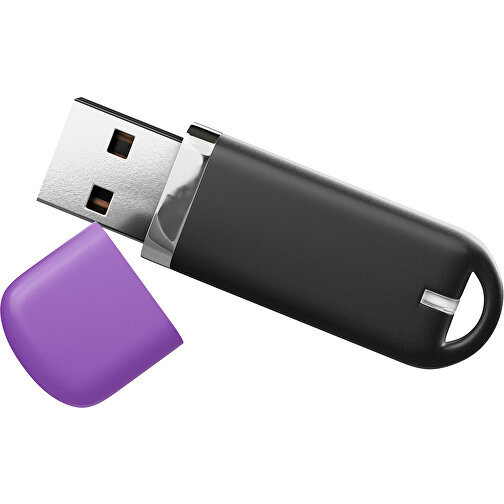 USB-Stick StylishDrive 2.0 , schwarz / lavendellila MB , 65 GB , Gummiplastik, Kunststoff MB , 6,20cm x 0,75cm x 2,00cm (Länge x Höhe x Breite), Bild 1