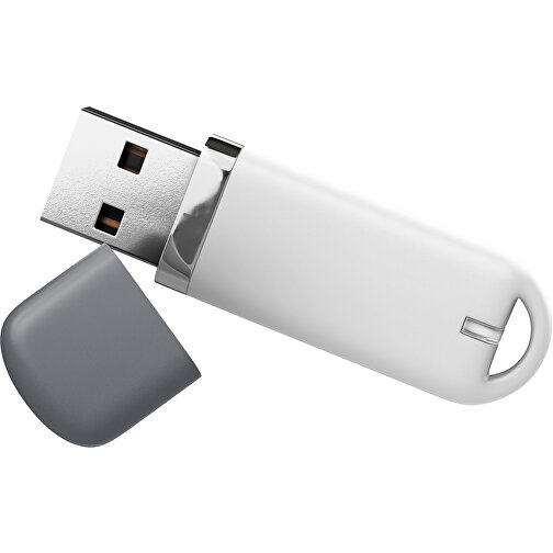 USB-Stick StylishDrive 2.0 , weiß / dunkelgrau MB , 65 GB , Gummiplastik, Kunststoff MB , 6,20cm x 0,75cm x 2,00cm (Länge x Höhe x Breite), Bild 1