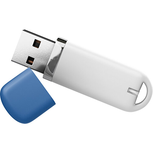 USB-Stick StylishDrive 2.0 , weiß / dunkelblau MB , 65 GB , Gummiplastik, Kunststoff MB , 6,20cm x 0,75cm x 2,00cm (Länge x Höhe x Breite), Bild 1