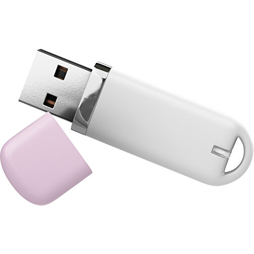 USB-Stick StylishDrive 2.0 , weiß / zartrosa MB , 65 GB , Gummiplastik, Kunststoff MB , 6,20cm x 0,75cm x 2,00cm (Länge x Höhe x Breite), Bild 1