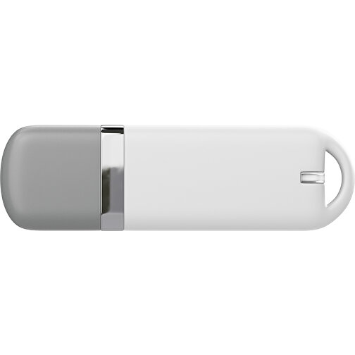 USB-Stick StylishDrive 2.0 , weiß / grau MB , 65 GB , Gummiplastik, Kunststoff MB , 6,20cm x 0,75cm x 2,00cm (Länge x Höhe x Breite), Bild 2