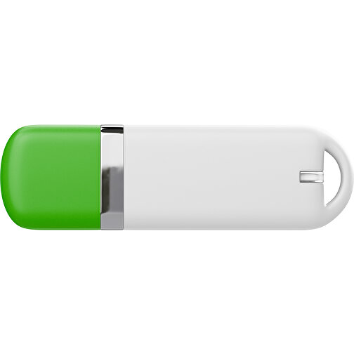 USB-Stick StylishDrive 2.0 , weiß / grasgrün MB , 65 GB , Gummiplastik, Kunststoff MB , 6,20cm x 0,75cm x 2,00cm (Länge x Höhe x Breite), Bild 2