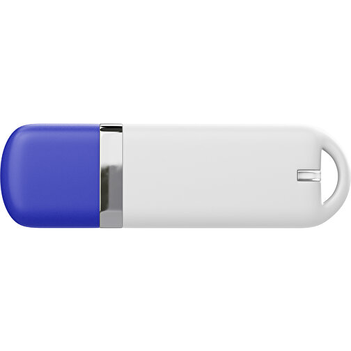 USB-Stick StylishDrive 2.0 , weiß / blau MB , 65 GB , Gummiplastik, Kunststoff MB , 6,20cm x 0,75cm x 2,00cm (Länge x Höhe x Breite), Bild 2