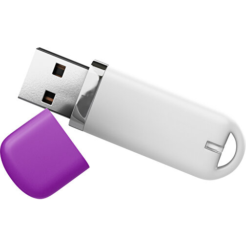 USB-Stick StylishDrive 2.0 , weiß / dunkelmagenta MB , 65 GB , Gummiplastik, Kunststoff MB , 6,20cm x 0,75cm x 2,00cm (Länge x Höhe x Breite), Bild 1