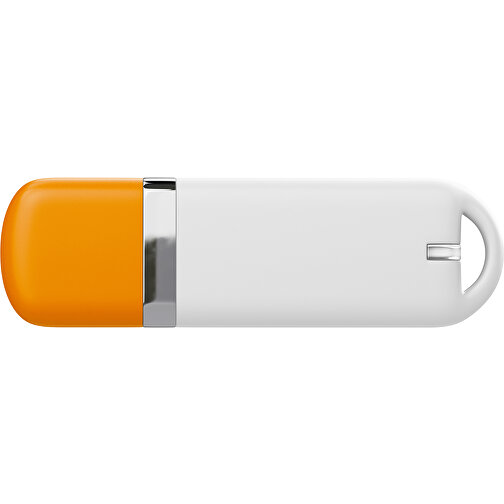 USB-Stick StylishDrive 2.0 , weiß / gelborange MB , 65 GB , Gummiplastik, Kunststoff MB , 6,20cm x 0,75cm x 2,00cm (Länge x Höhe x Breite), Bild 2