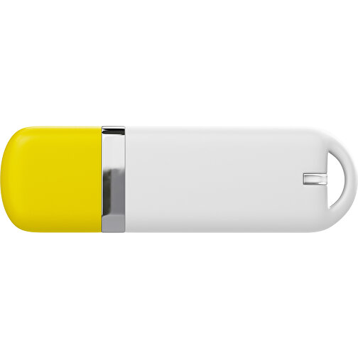 USB-Stick StylishDrive 2.0 , weiß / gelb MB , 65 GB , Gummiplastik, Kunststoff MB , 6,20cm x 0,75cm x 2,00cm (Länge x Höhe x Breite), Bild 2