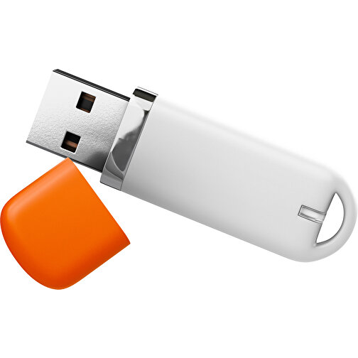 USB-Stick StylishDrive 2.0 , weiß / orange MB , 65 GB , Gummiplastik, Kunststoff MB , 6,20cm x 0,75cm x 2,00cm (Länge x Höhe x Breite), Bild 1