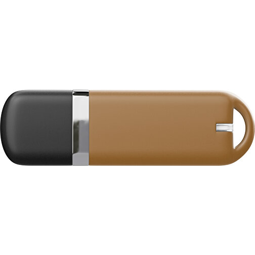 USB-Stick StylishDrive 2.0 , erdbraun /schwarz MB , 32 GB , Gummiplastik, Kunststoff MB , 6,20cm x 0,75cm x 2,00cm (Länge x Höhe x Breite), Bild 2
