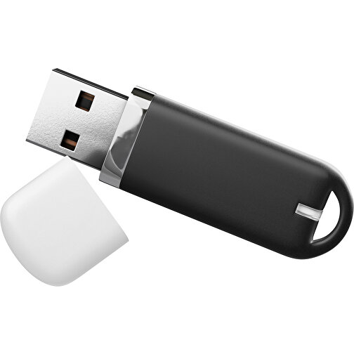 USB-Stick StylishDrive 2.0 , schwarz / weiß MB , 32 GB , Gummiplastik, Kunststoff MB , 6,20cm x 0,75cm x 2,00cm (Länge x Höhe x Breite), Bild 1