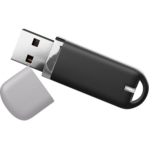 USB-Stick StylishDrive 2.0 , schwarz / hellgrau MB , 32 GB , Gummiplastik, Kunststoff MB , 6,20cm x 0,75cm x 2,00cm (Länge x Höhe x Breite), Bild 1
