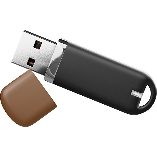 USB-Stick StylishDrive 2.0 , schwarz / dunkelbraun MB , 32 GB , Gummiplastik, Kunststoff MB , 6,20cm x 0,75cm x 2,00cm (Länge x Höhe x Breite), Bild 1
