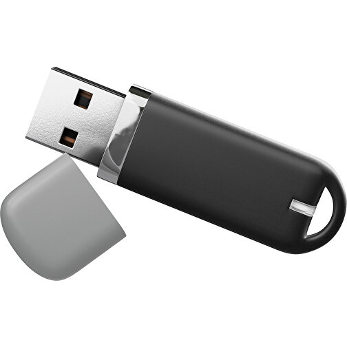 USB-Stick StylishDrive 2.0 , schwarz / grau MB , 32 GB , Gummiplastik, Kunststoff MB , 6,20cm x 0,75cm x 2,00cm (Länge x Höhe x Breite), Bild 1