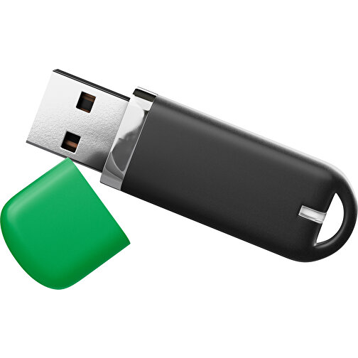 USB-Stick StylishDrive 2.0 , schwarz / grün MB , 32 GB , Gummiplastik, Kunststoff MB , 6,20cm x 0,75cm x 2,00cm (Länge x Höhe x Breite), Bild 1