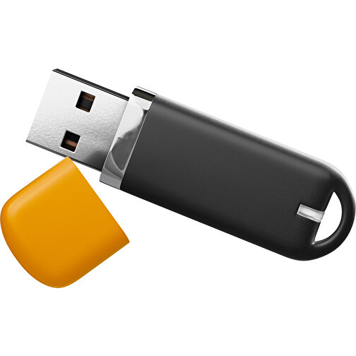 USB-Stick StylishDrive 2.0 , schwarz / kürbisorange MB , 32 GB , Gummiplastik, Kunststoff MB , 6,20cm x 0,75cm x 2,00cm (Länge x Höhe x Breite), Bild 1