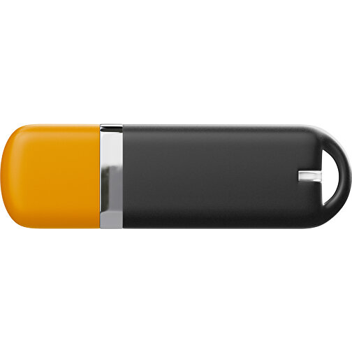 USB-Stick StylishDrive 2.0 , schwarz / kürbisorange MB , 32 GB , Gummiplastik, Kunststoff MB , 6,20cm x 0,75cm x 2,00cm (Länge x Höhe x Breite), Bild 2