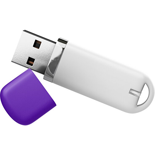 USB-Stick StylishDrive 2.0 , weiß / violet MB , 32 GB , Gummiplastik, Kunststoff MB , 6,20cm x 0,75cm x 2,00cm (Länge x Höhe x Breite), Bild 1