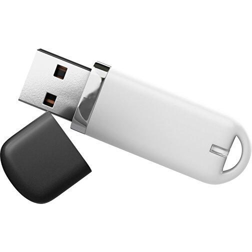 USB-Stick StylishDrive 2.0 , weiß / schwarz MB , 32 GB , Gummiplastik, Kunststoff MB , 6,20cm x 0,75cm x 2,00cm (Länge x Höhe x Breite), Bild 1