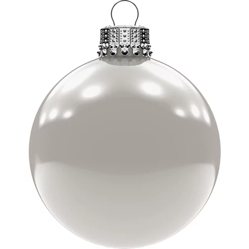 Boule de Noël grande 80 mm, couronne argentée, brillante, Image 1