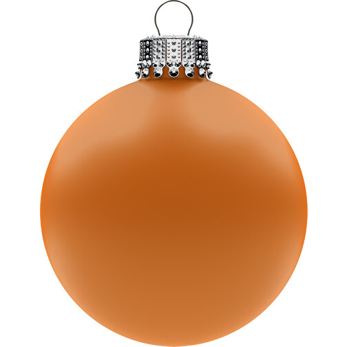 Christbaumkugel Groß 80 Mm, Krone Silber, Matt , orange, Glas, , Bild 1