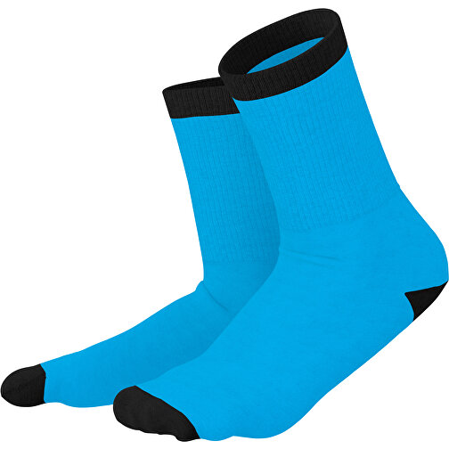 Boris - Die Premium Tennis Socke , himmelblau / schwarz, 85% Natur Baumwolle, 12% regeniertes umwelftreundliches Polyamid, 3% Elastan, 36,00cm x 0,40cm x 8,00cm (Länge x Höhe x Breite), Bild 1