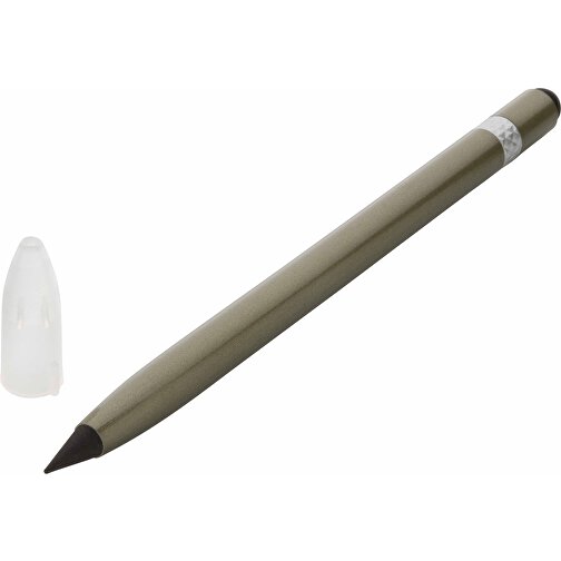 Penna a inchiostro in con gomma (verde, alluminio, 15g) come gadget  personalizzati su